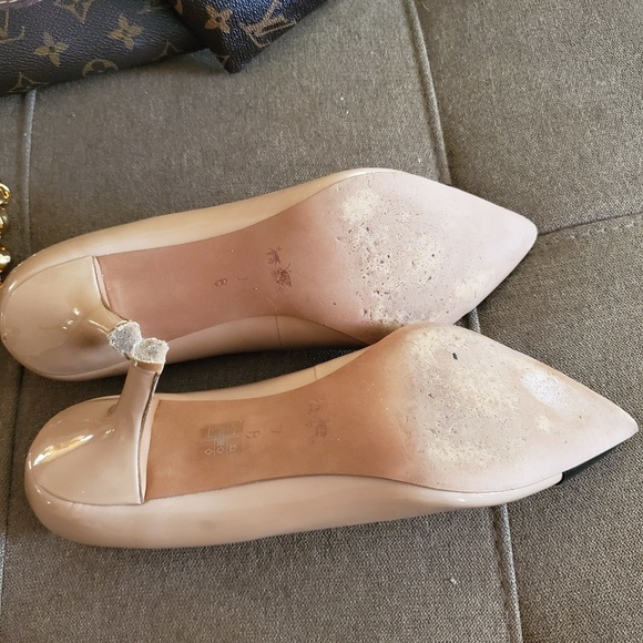 💯 Coach Tan & Black Patent Pointed Toe Heels - Picture 3 of 11